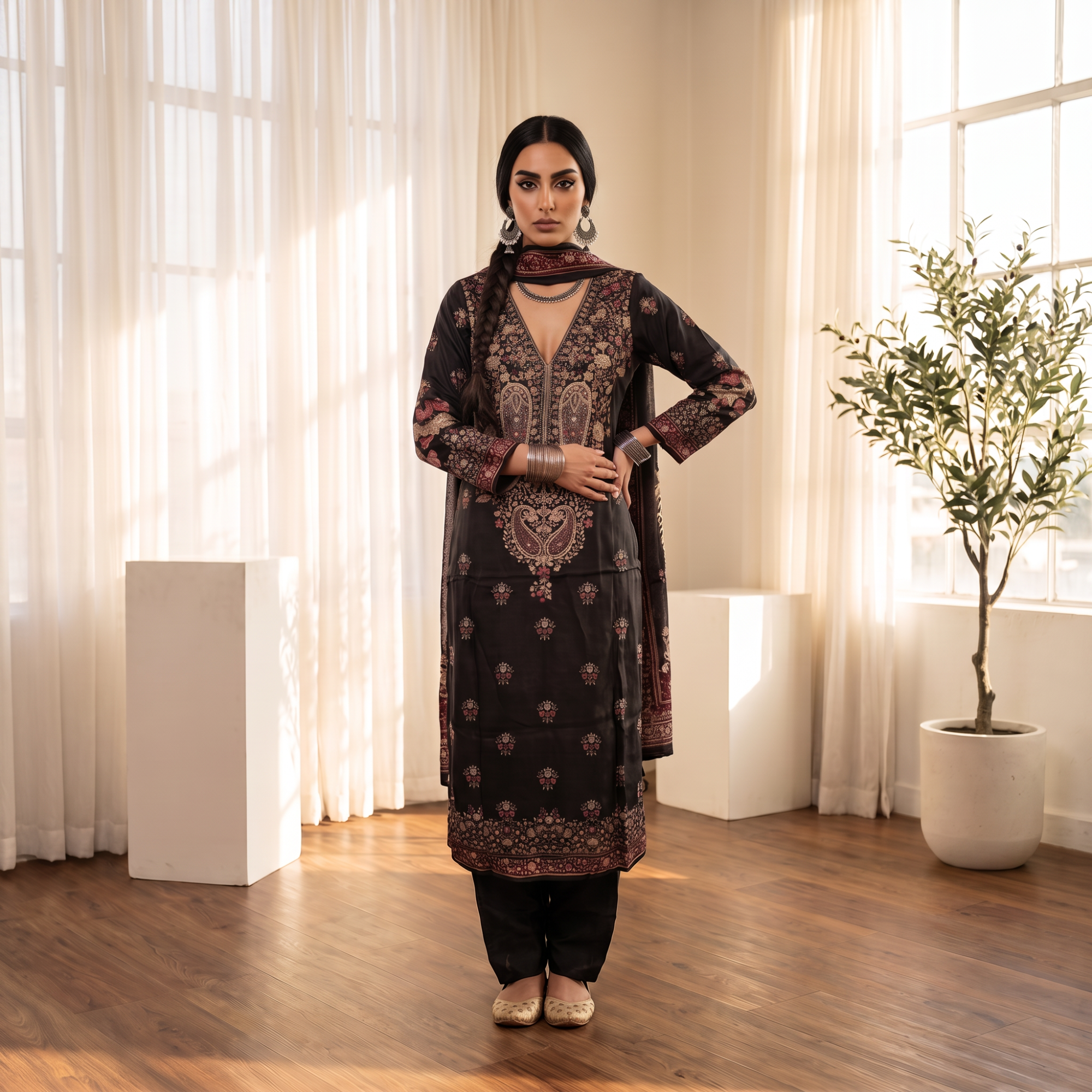 SATIN SILK (UNSTITCHED SUIT)