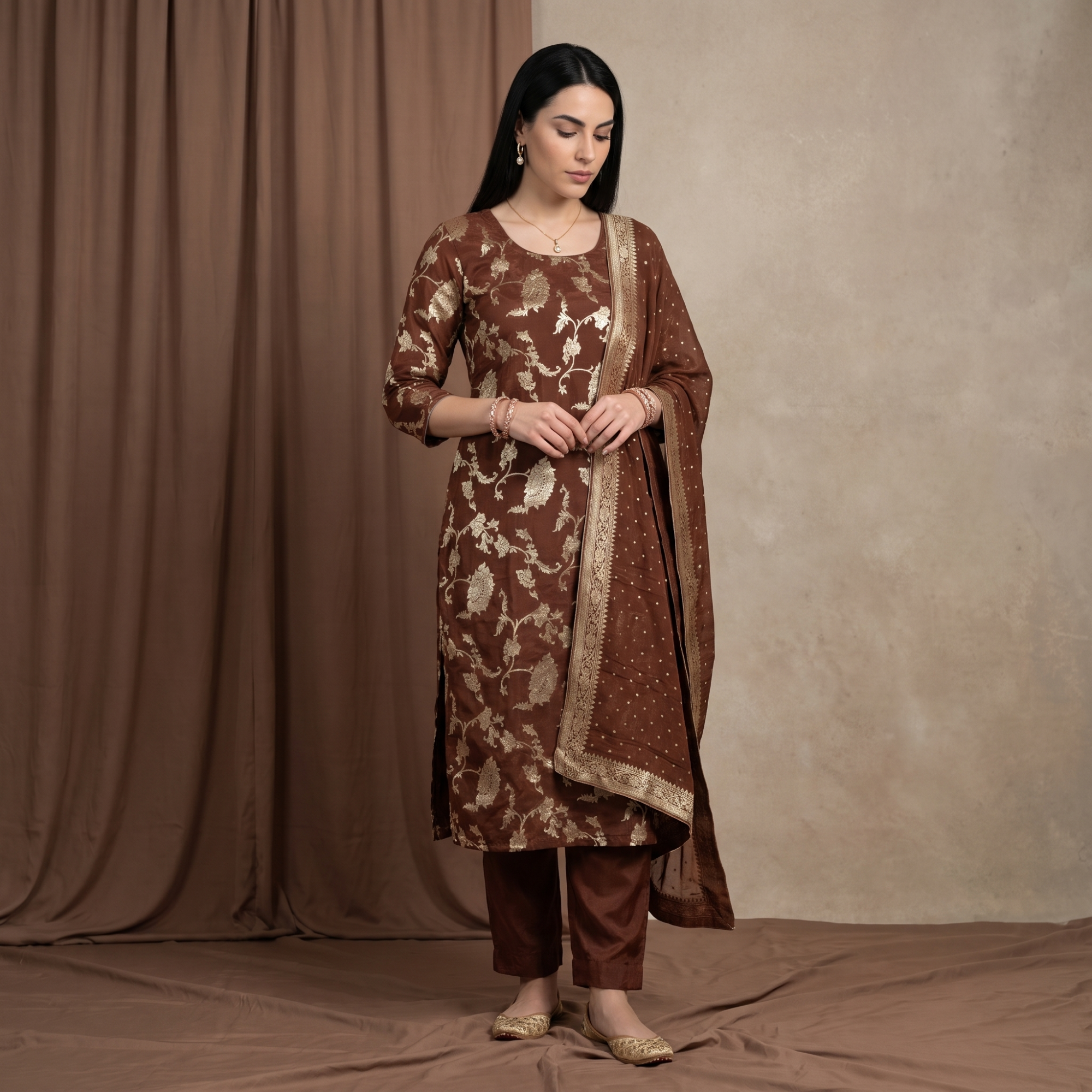 PURE ORGANZA BANARSI WEAVES UNSTITCHED SUIT