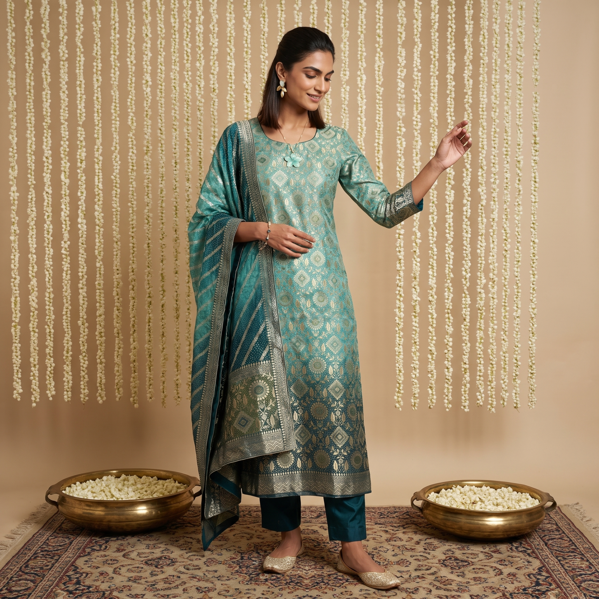 PURE ORGANZA BANARSI WEAVES UNSTITCHED SUIT