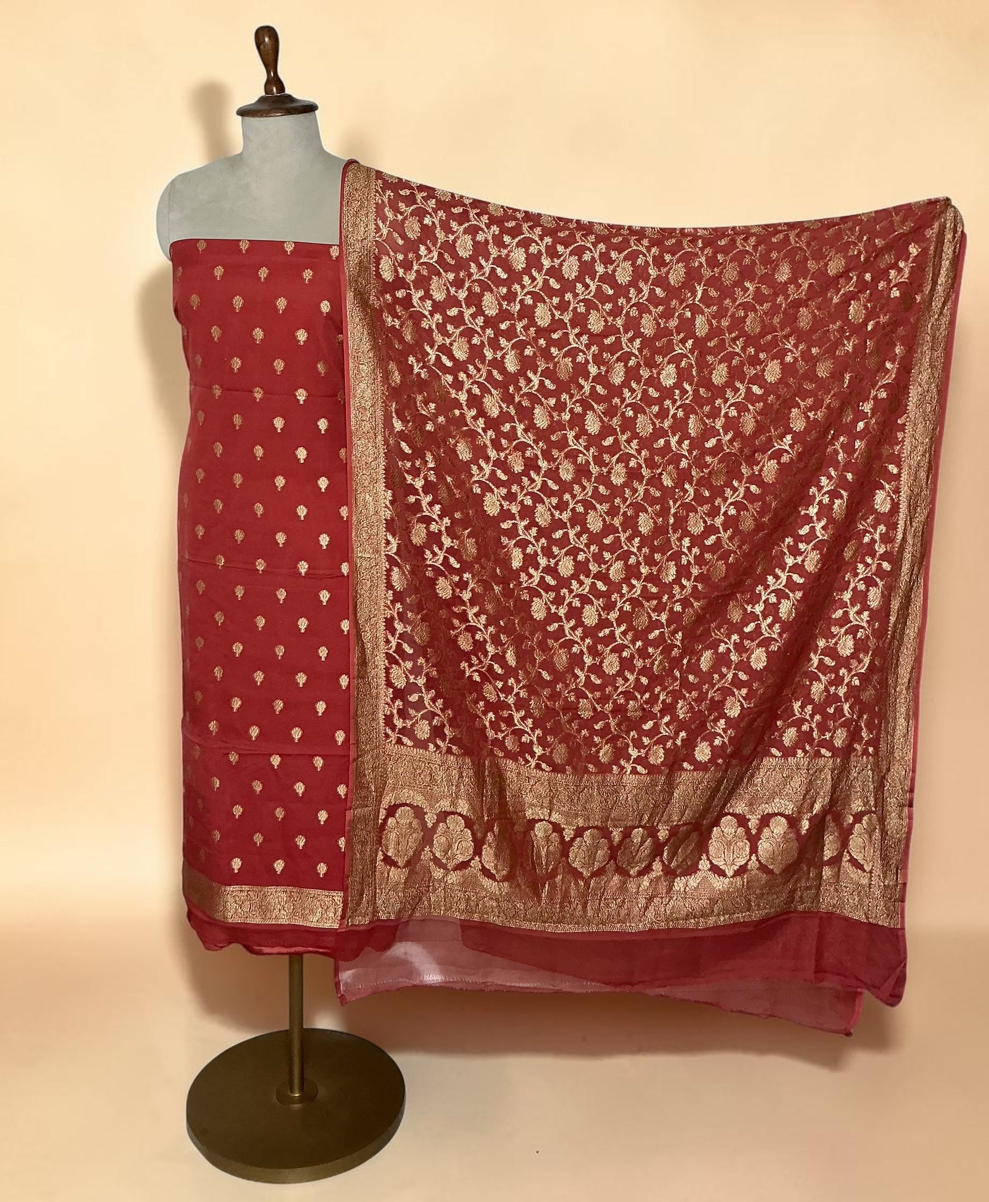 Pure khaddi georgette unstitched suit - Gajari