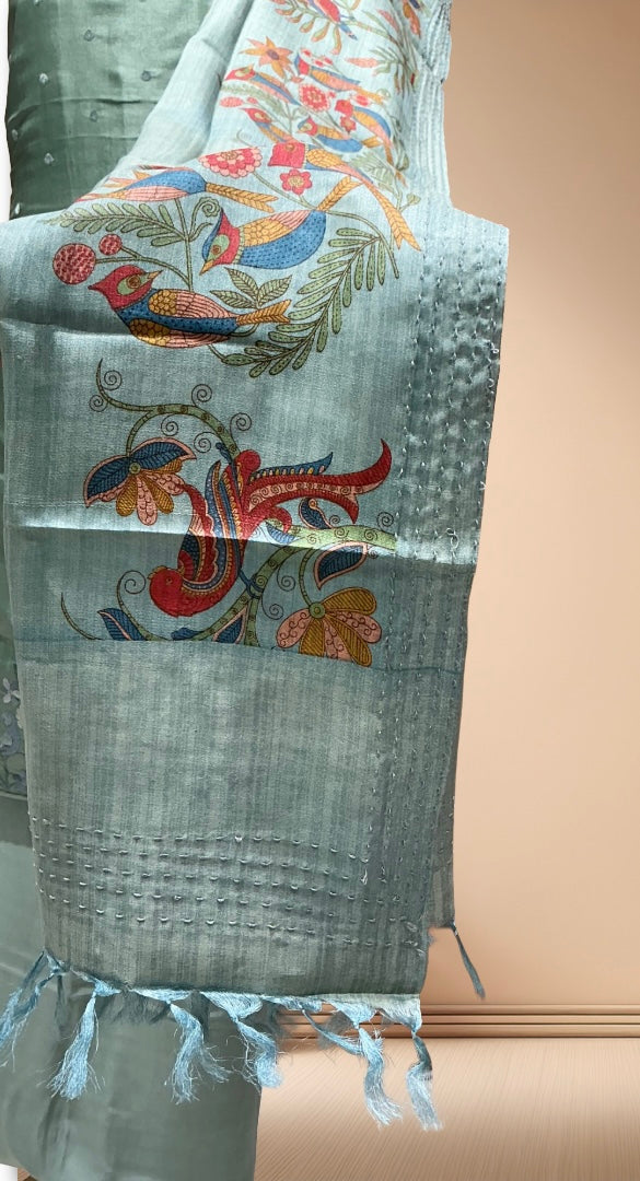 PURE DESI TUSSER SUIT WITH KALAMKARI DUPATTA