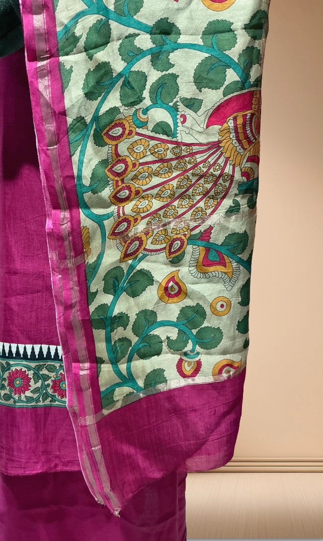 Maheshwari Silk Suit with Kalamkari Dupatta