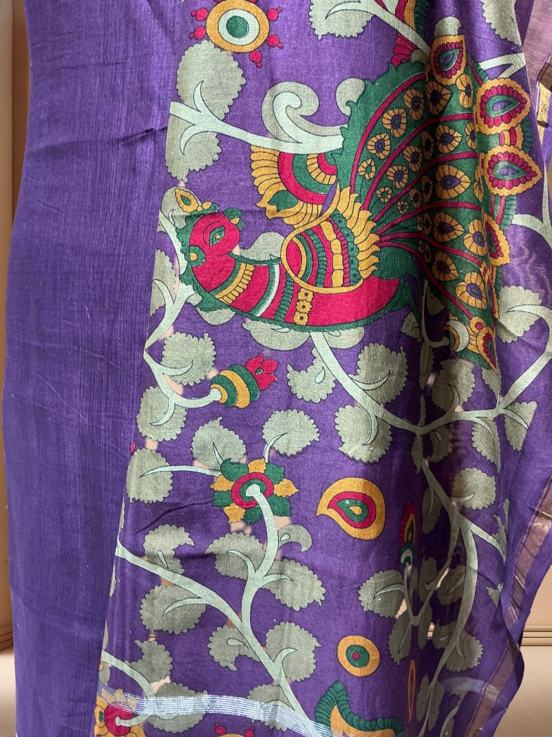 Maheshwari Silk Suit with Kalamkari Dupatta