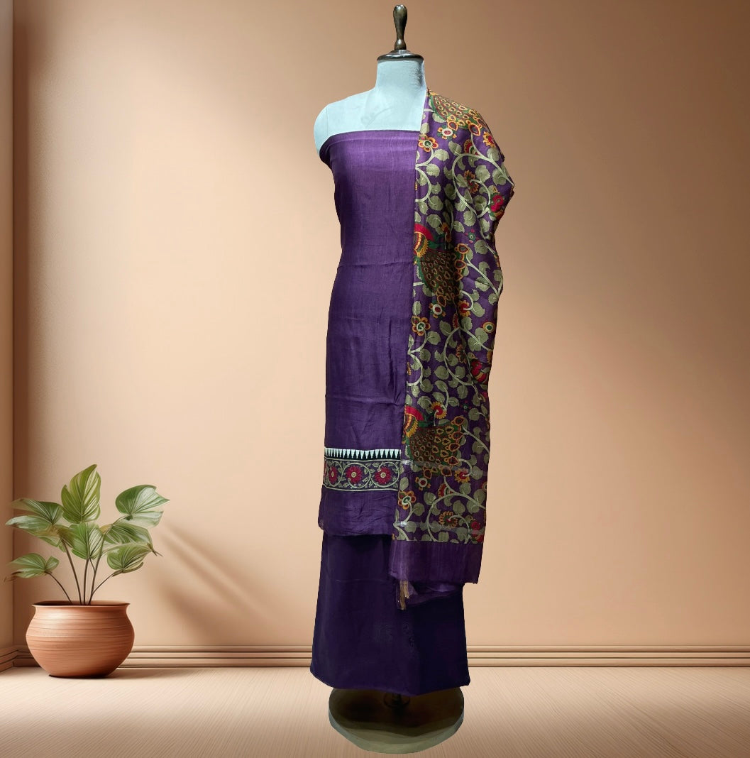 Maheshwari Silk Suit with Kalamkari Dupatta