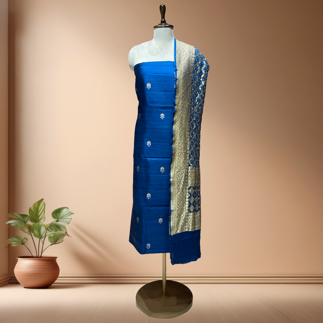 Pure Raw Silk Suit  With Bandhani Dupatta