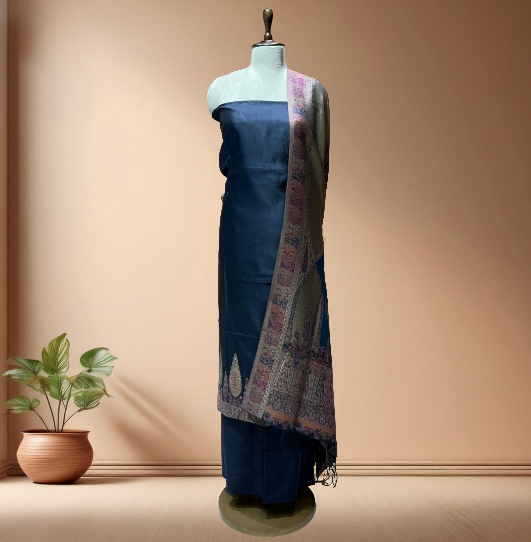 Organza Silk Suit With Weaving Dupatta