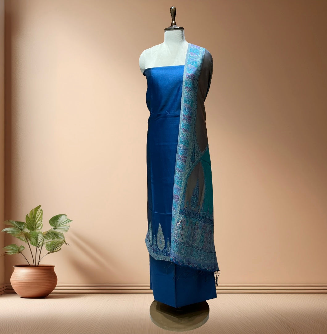 Organza Silk Suit With Weaving Dupatta