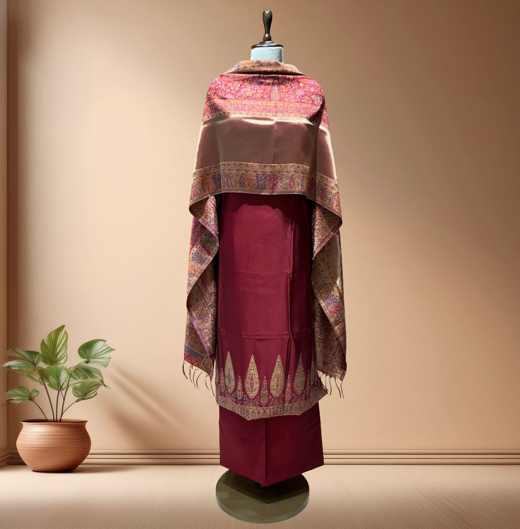 Organza Silk Suit With Weaving Dupatta