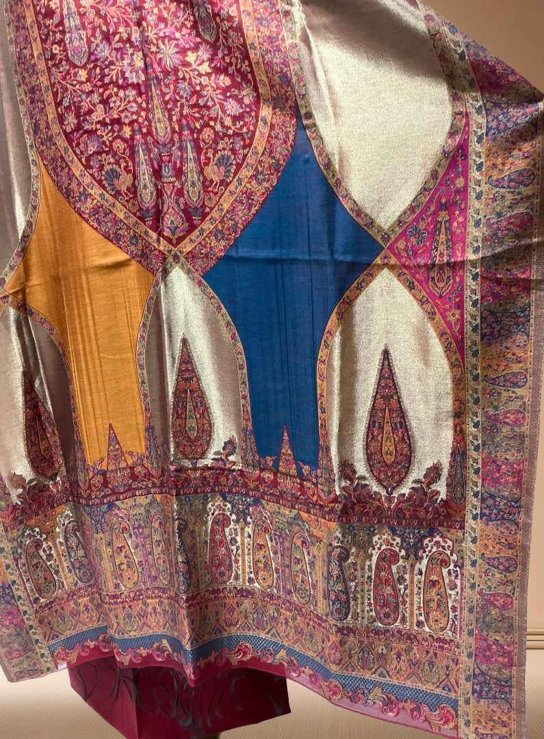 Organza Silk Suit With Weaving Dupatta