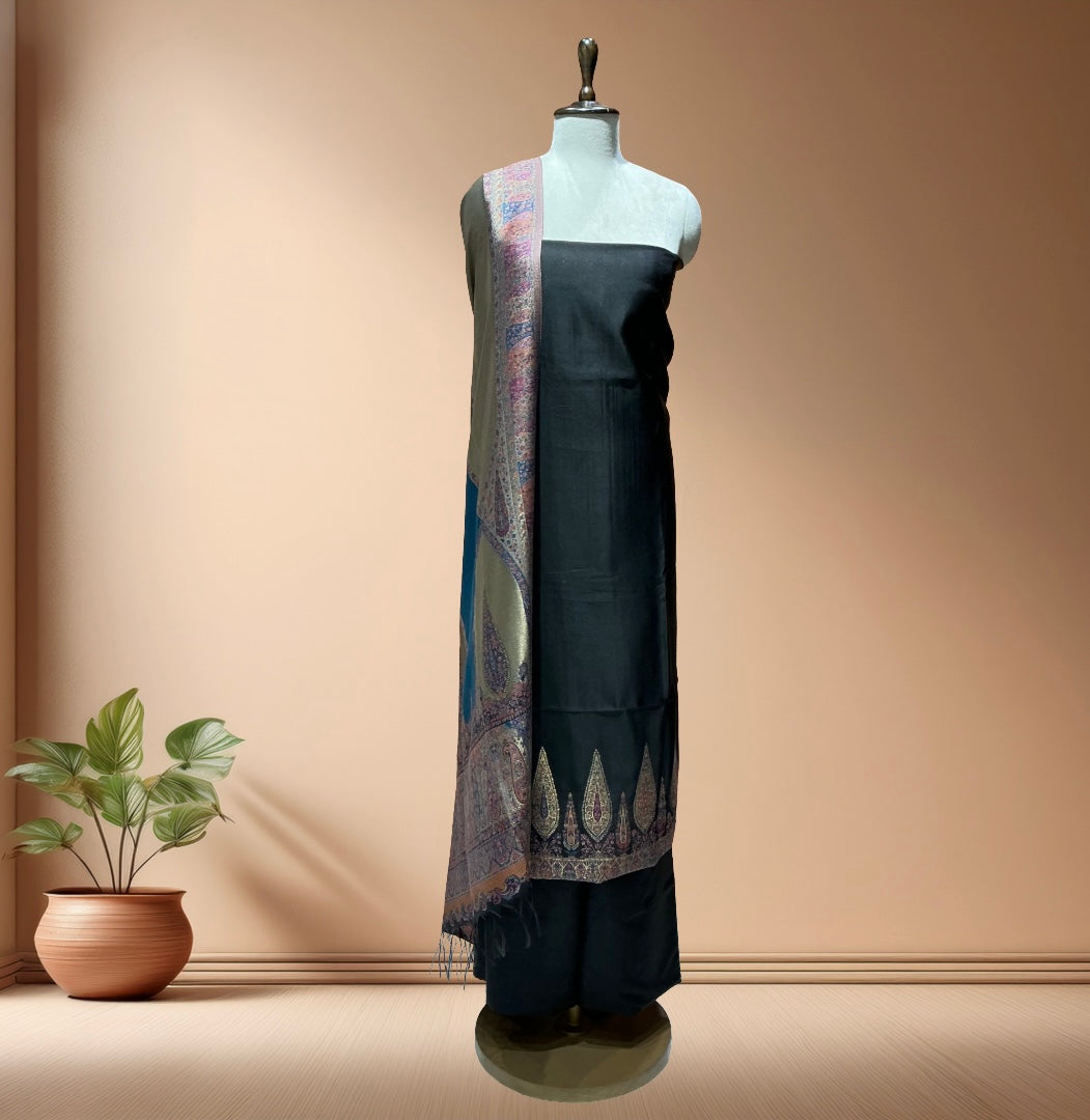 Organza Silk Suit With Weaving Dupatta