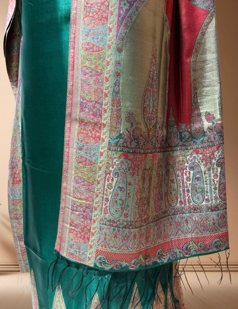Organza Silk Suit With Weaving Dupatta