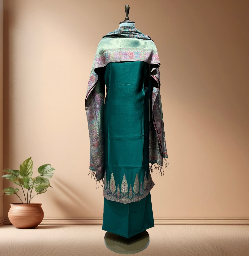 Organza Silk Suit With Weaving Dupatta