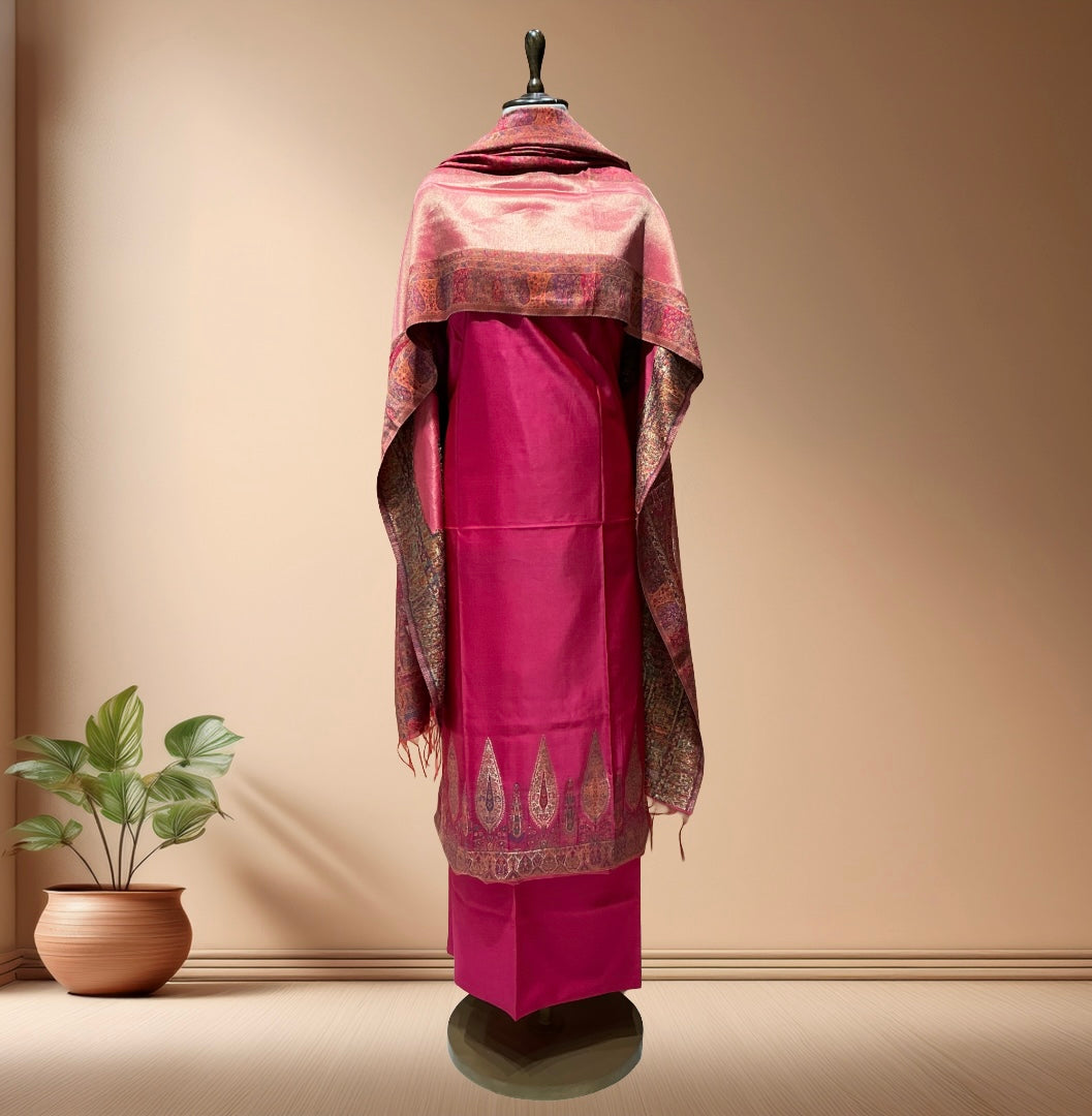 Organza Silk Suit With Weaving Dupatta