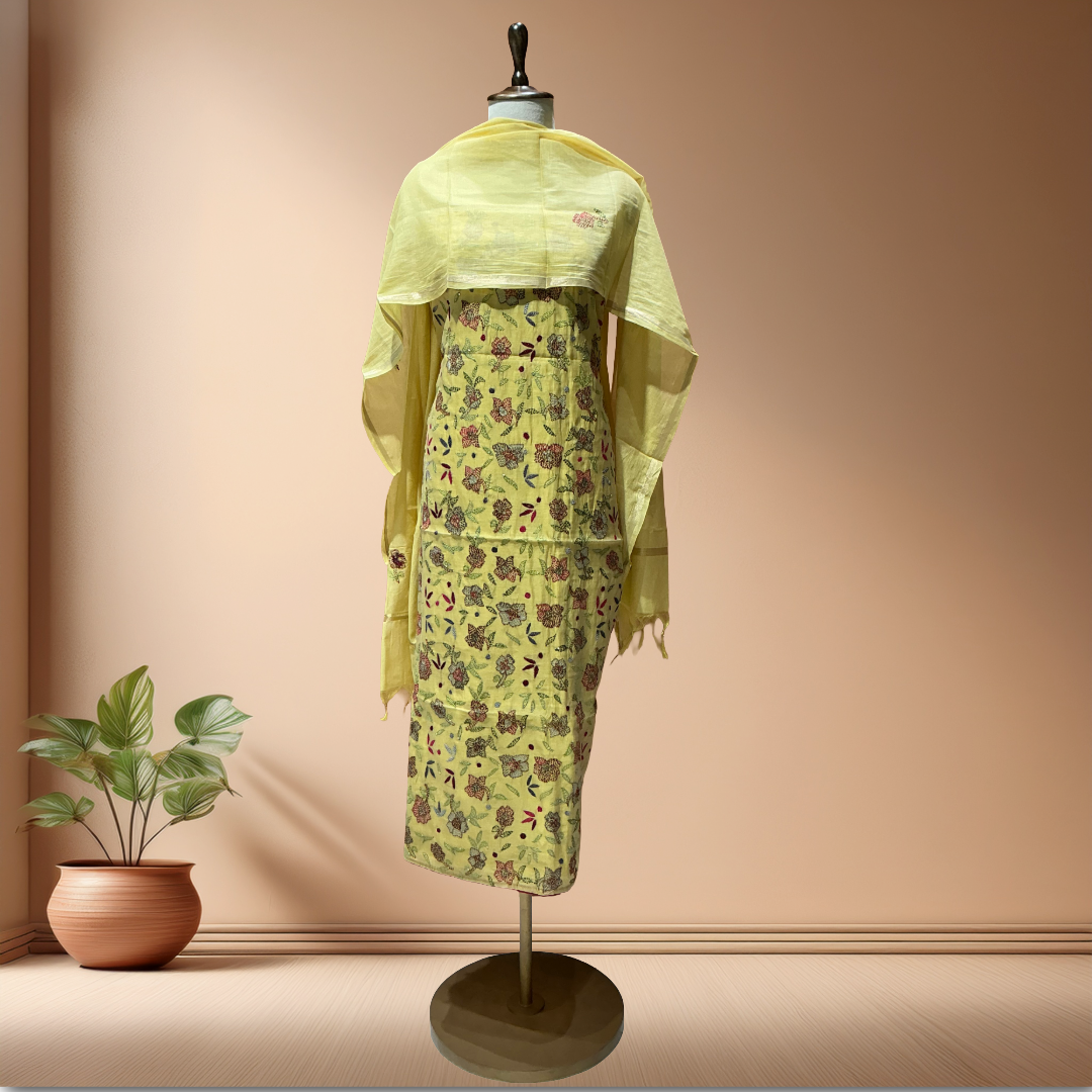 CHANDERI SILK SUIT WITH CHANDERI DUPATTA