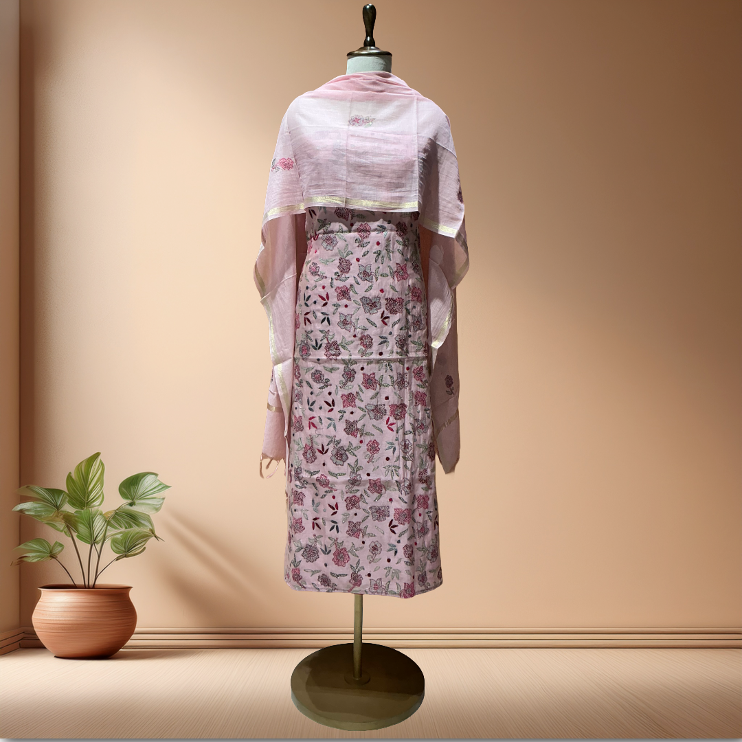 CHANDERI SILK SUIT WITH CHANDERI DUPATTA