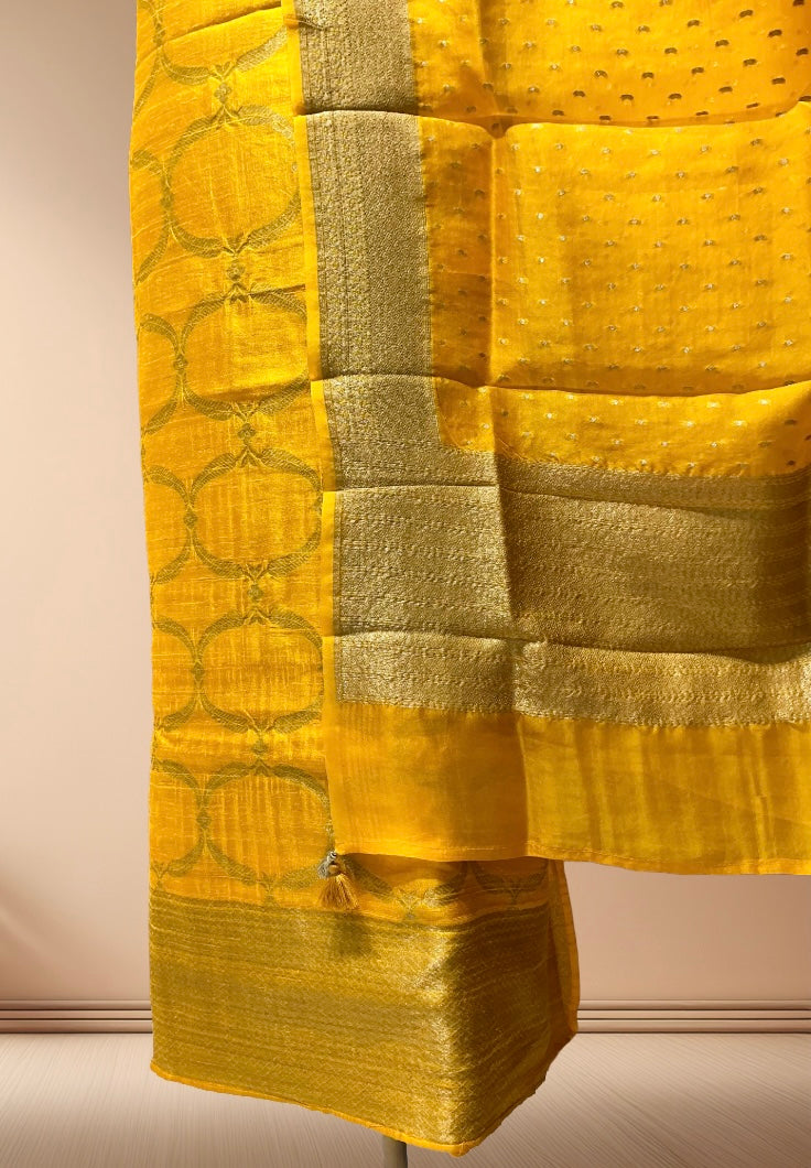 PURE RAW SILK SUIT WITH SOFT ORGANZA DUPATTA