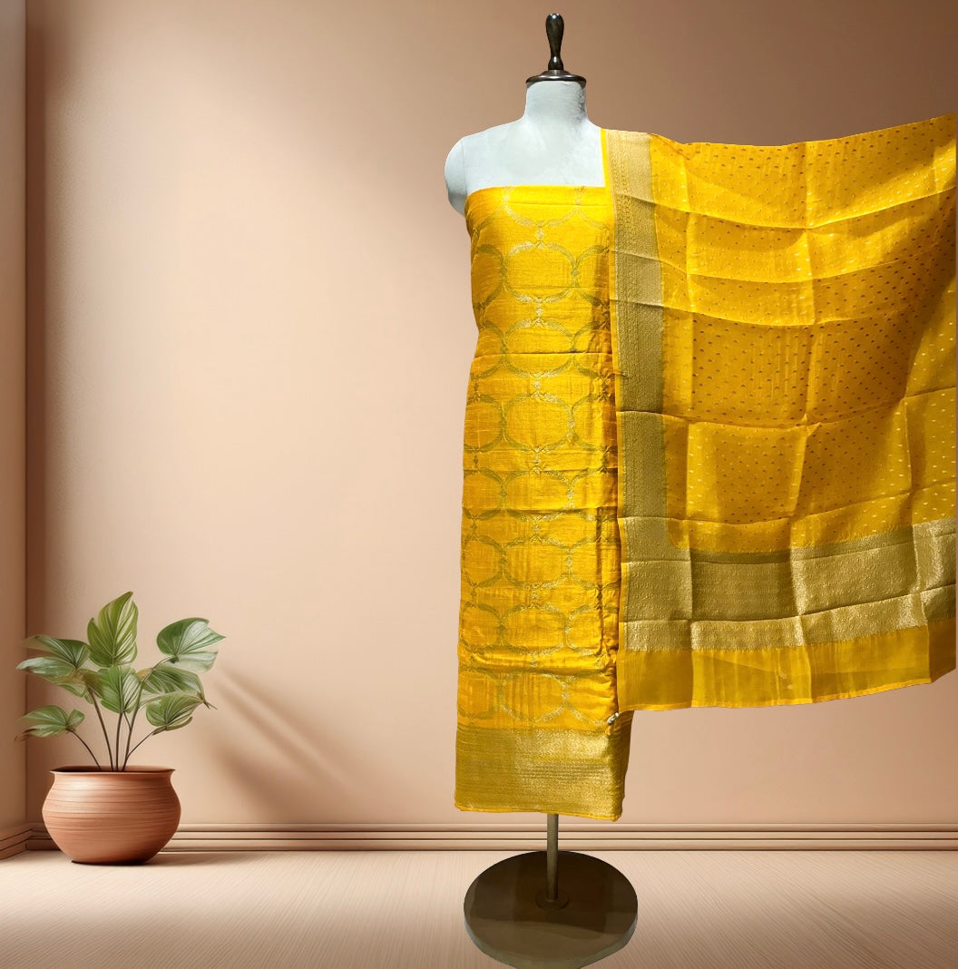 PURE RAW SILK SUIT WITH SOFT ORGANZA DUPATTA