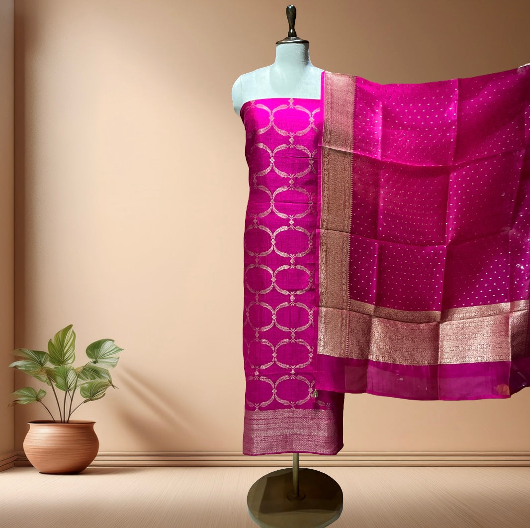 PURE RAW SILK SUIT WITH SOFT ORGANZA DUPATTA