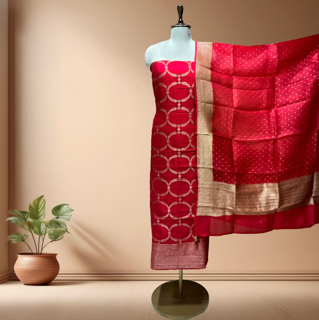PURE RAW SILK SUIT WITH SOFT ORGANZA DUPATTA