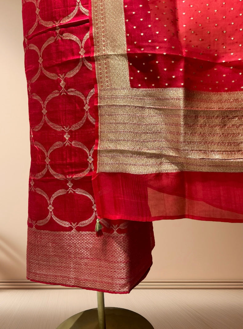 PURE RAW SILK SUIT WITH SOFT ORGANZA DUPATTA
