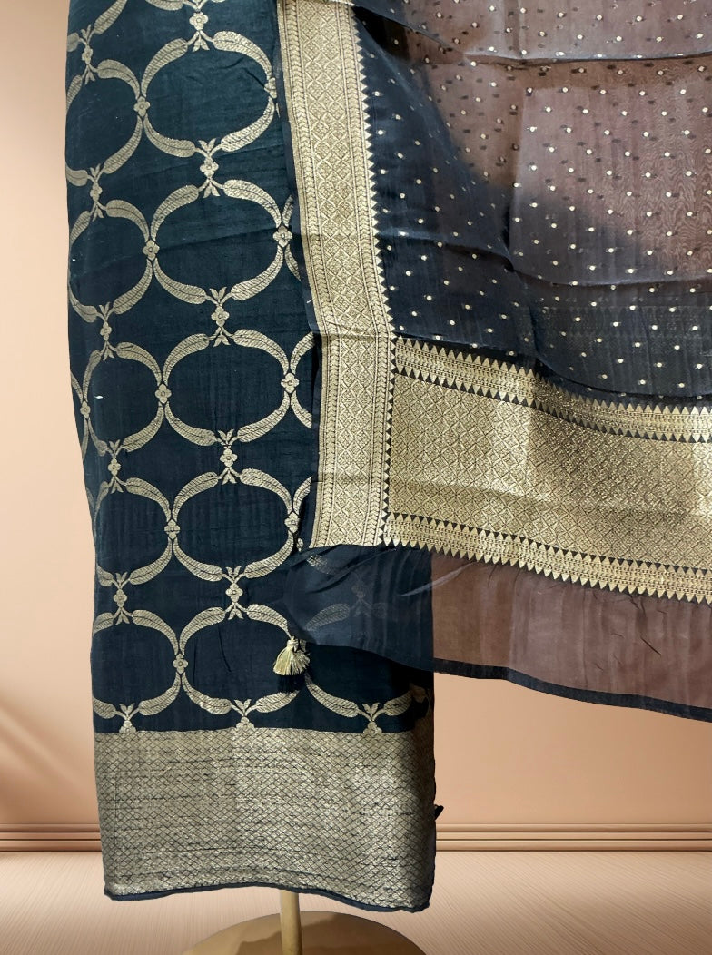 PURE RAW SILK SUIT WITH SOFT ORGANZA DUPATTA