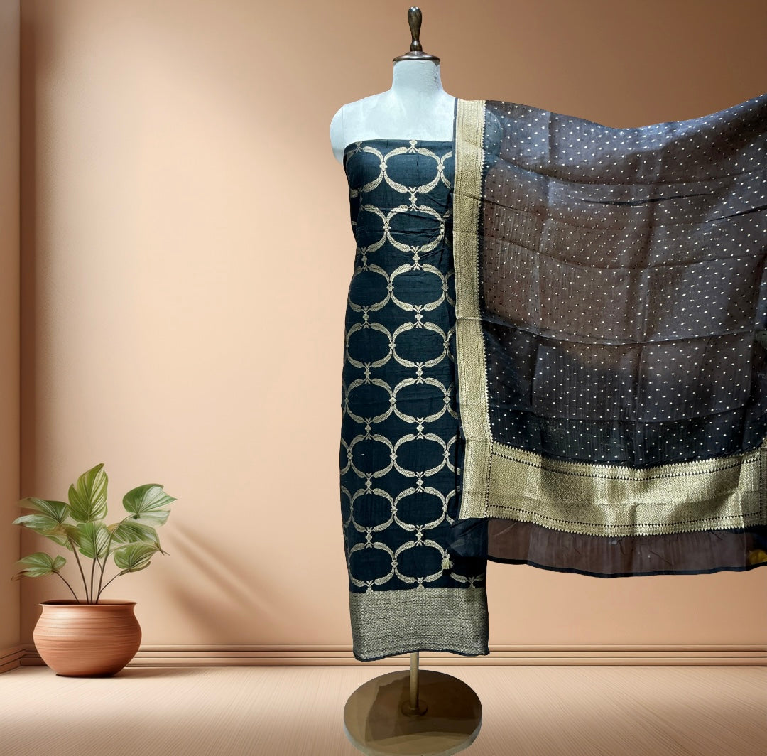 PURE RAW SILK SUIT WITH SOFT ORGANZA DUPATTA