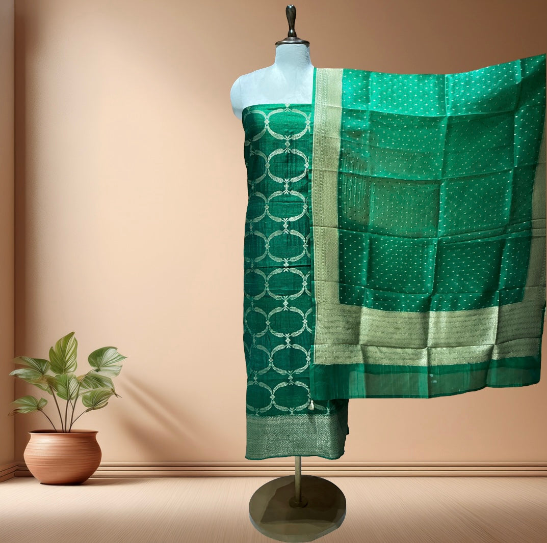 PURE RAW SILK SUIT WITH SOFT ORGANZA DUPATTA
