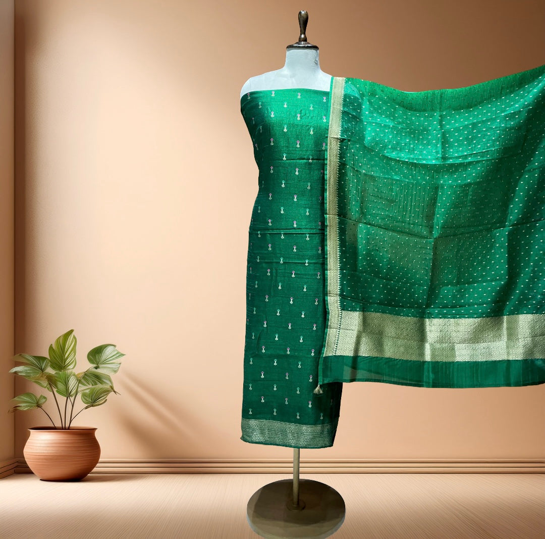 PURE RAW SILK SUIT WITH MEENA BOOTI