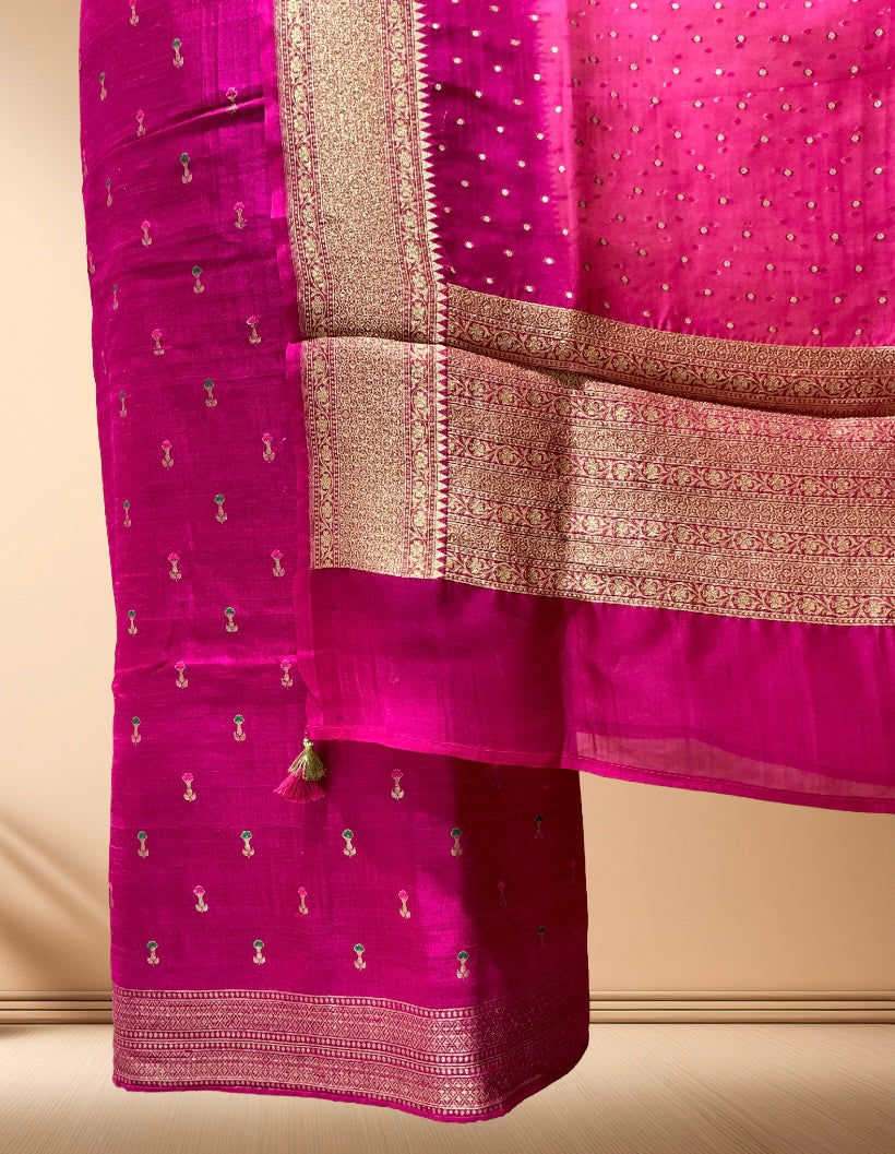 PURE RAW SILK SUIT WITH MEENA BOOTI