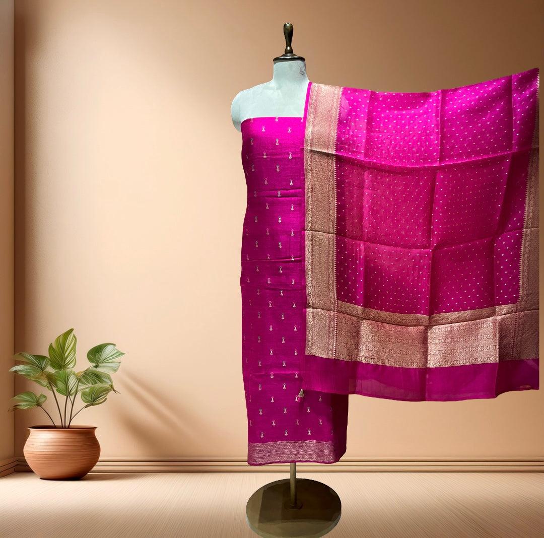 PURE RAW SILK SUIT WITH MEENA BOOTI