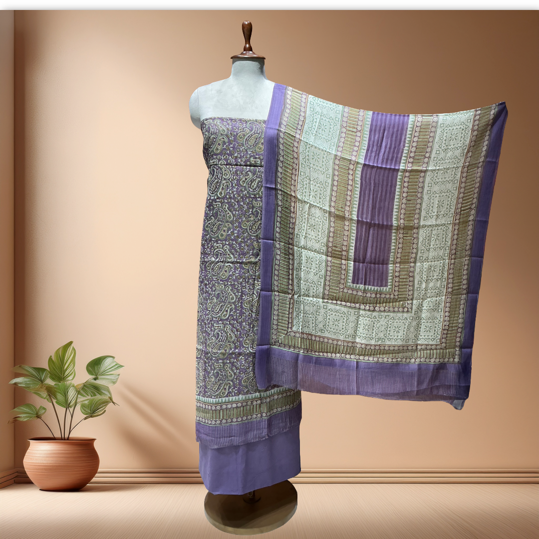 MUL CHANDERI SUIT IN BEAUTIFUL PRINTS