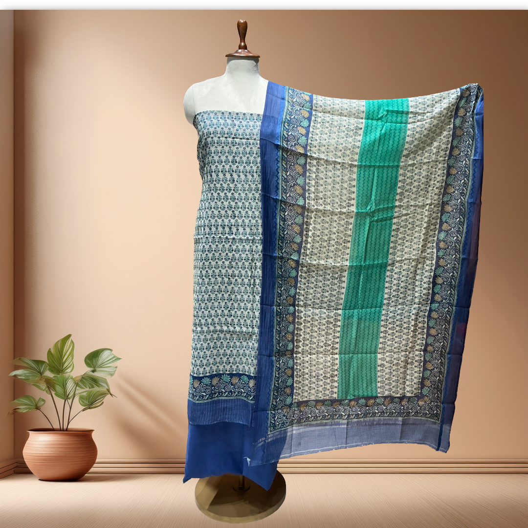 MUL CHANDERI SUIT IN BEAUTIFUL PRINTS