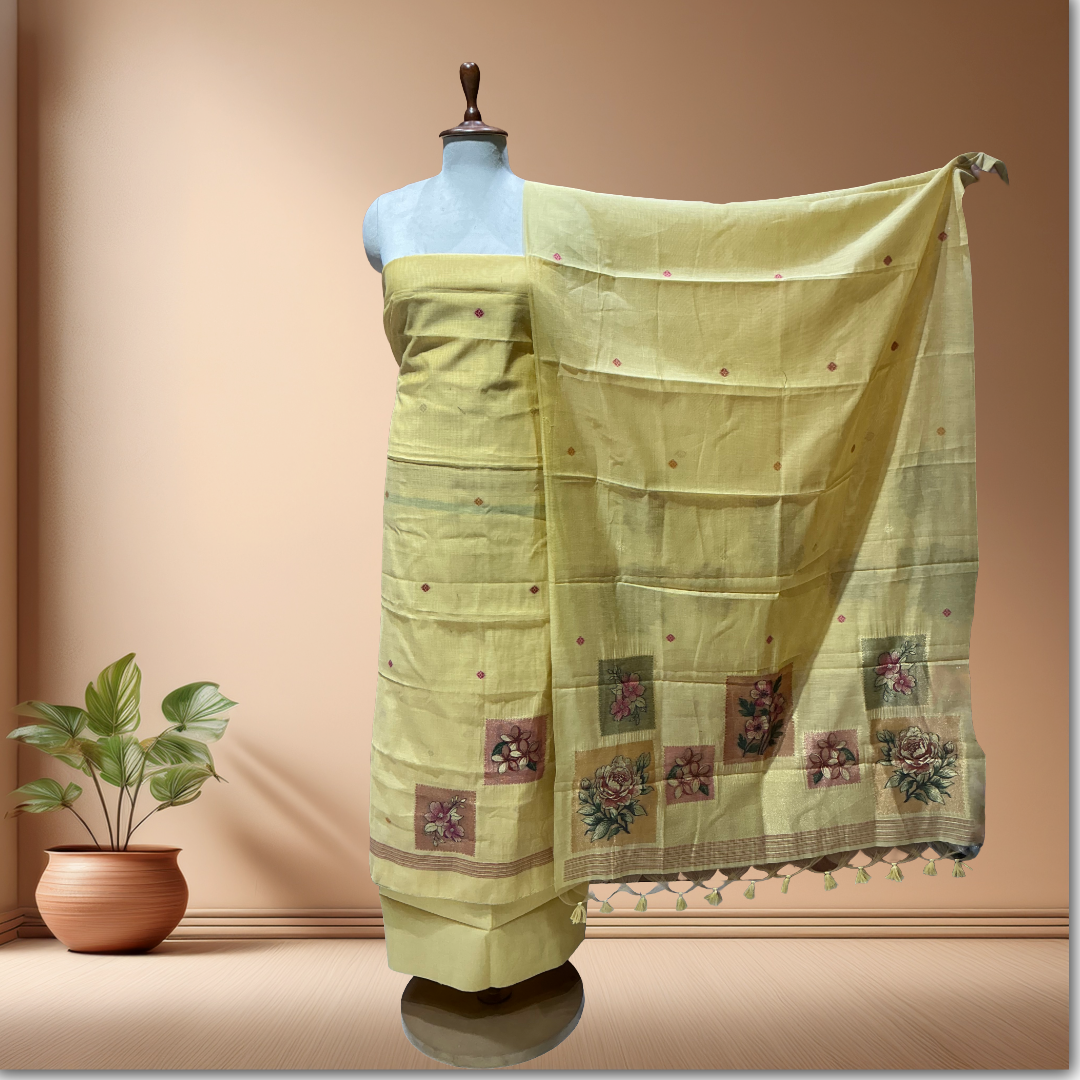 JAMDANI SUIT WITH BEAUTIFUL FLOWER MOTIFS