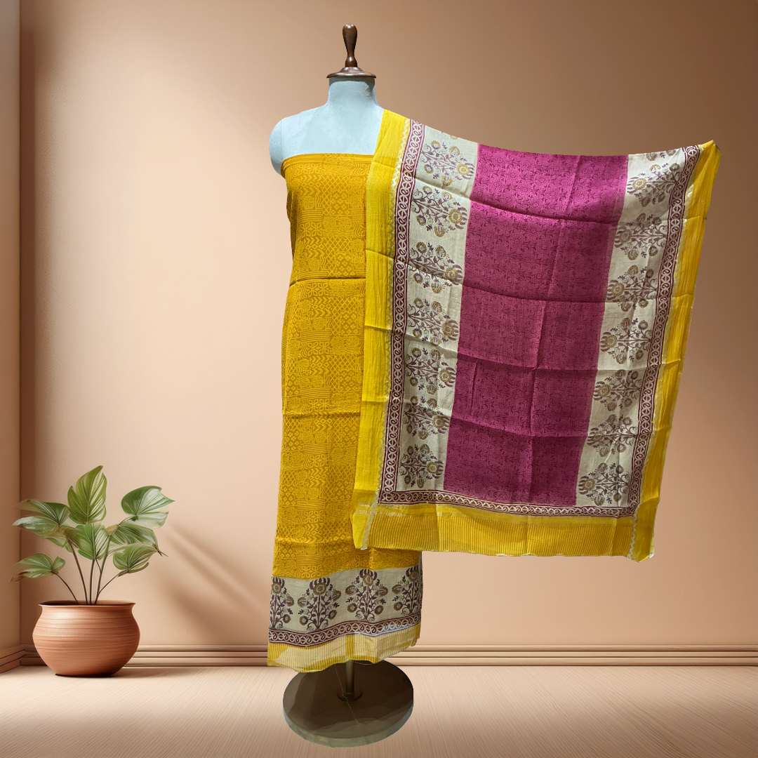 MUL CHANDERI SUIT IN BEAUTIFUL PRINTS