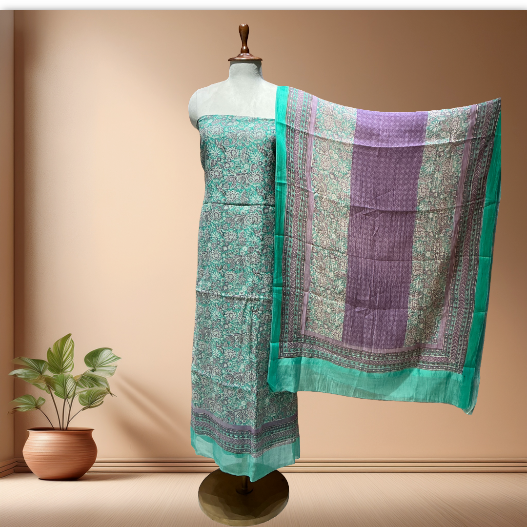 MUL CHANDERI SUIT IN BEAUTIFUL PRINTS