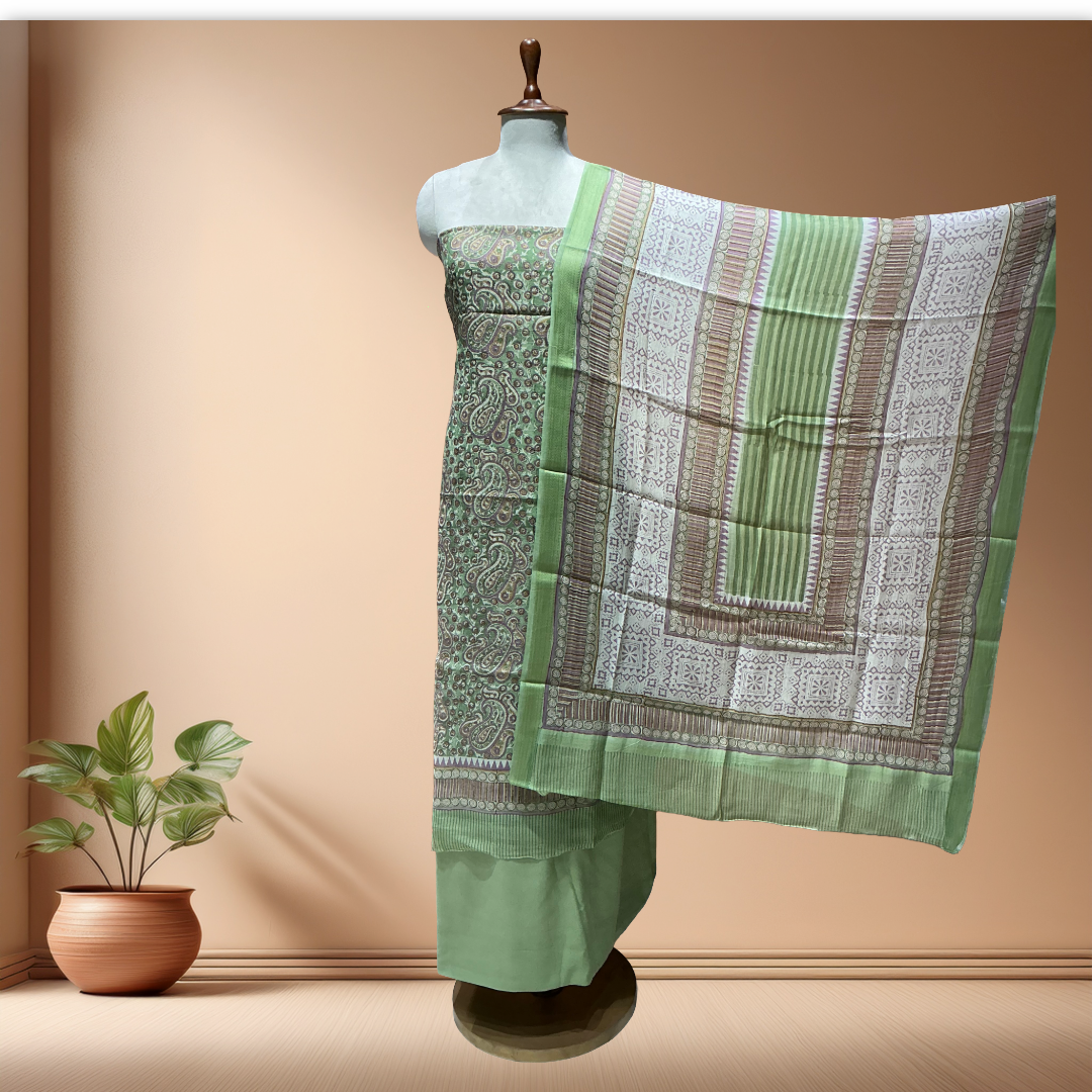 MUL CHANDERI SUIT IN BEAUTIFUL PRINTS