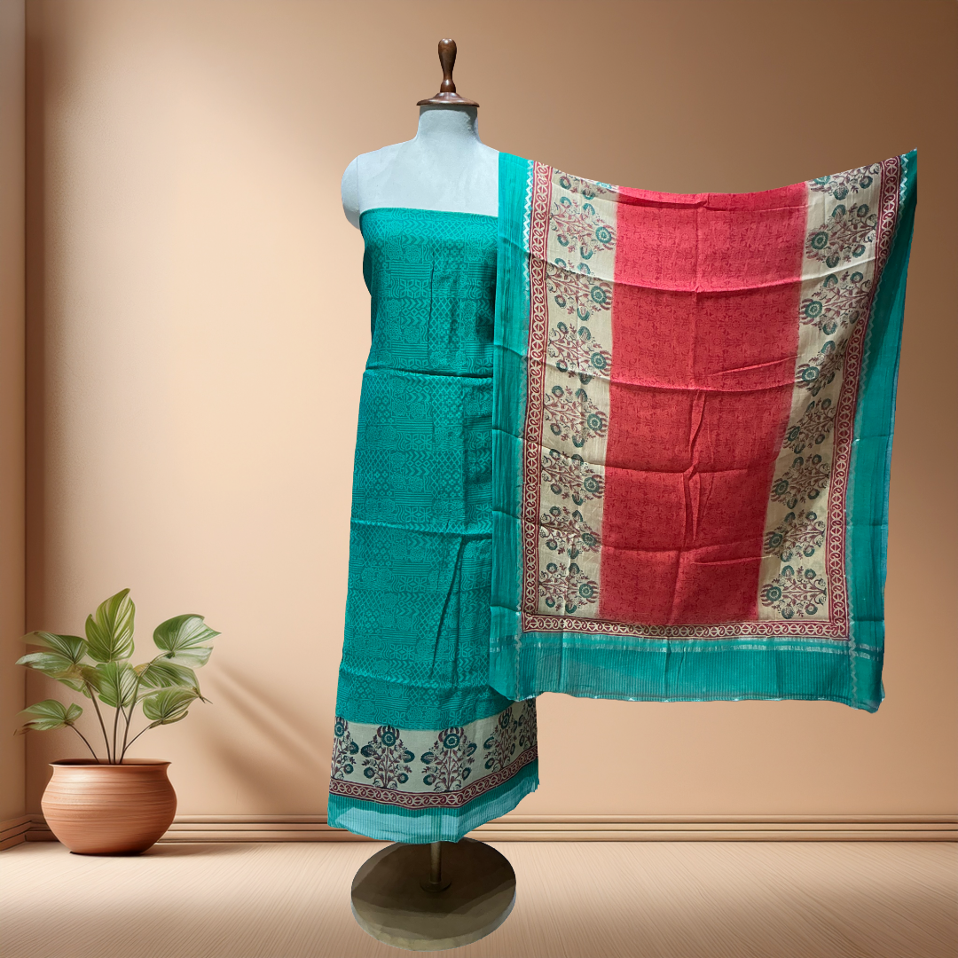 MUL CHANDERI SUIT IN BEAUTIFUL PRINTS