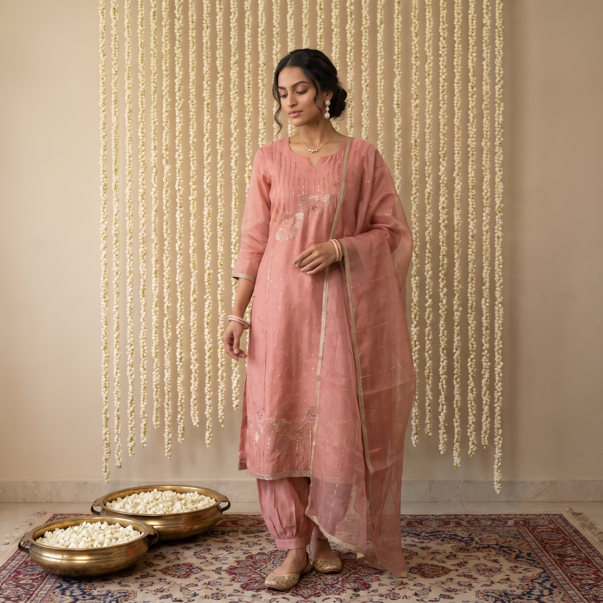 CRUSH TISSUE SUIT WITH DELICATE WORK (UNSTITCHED)