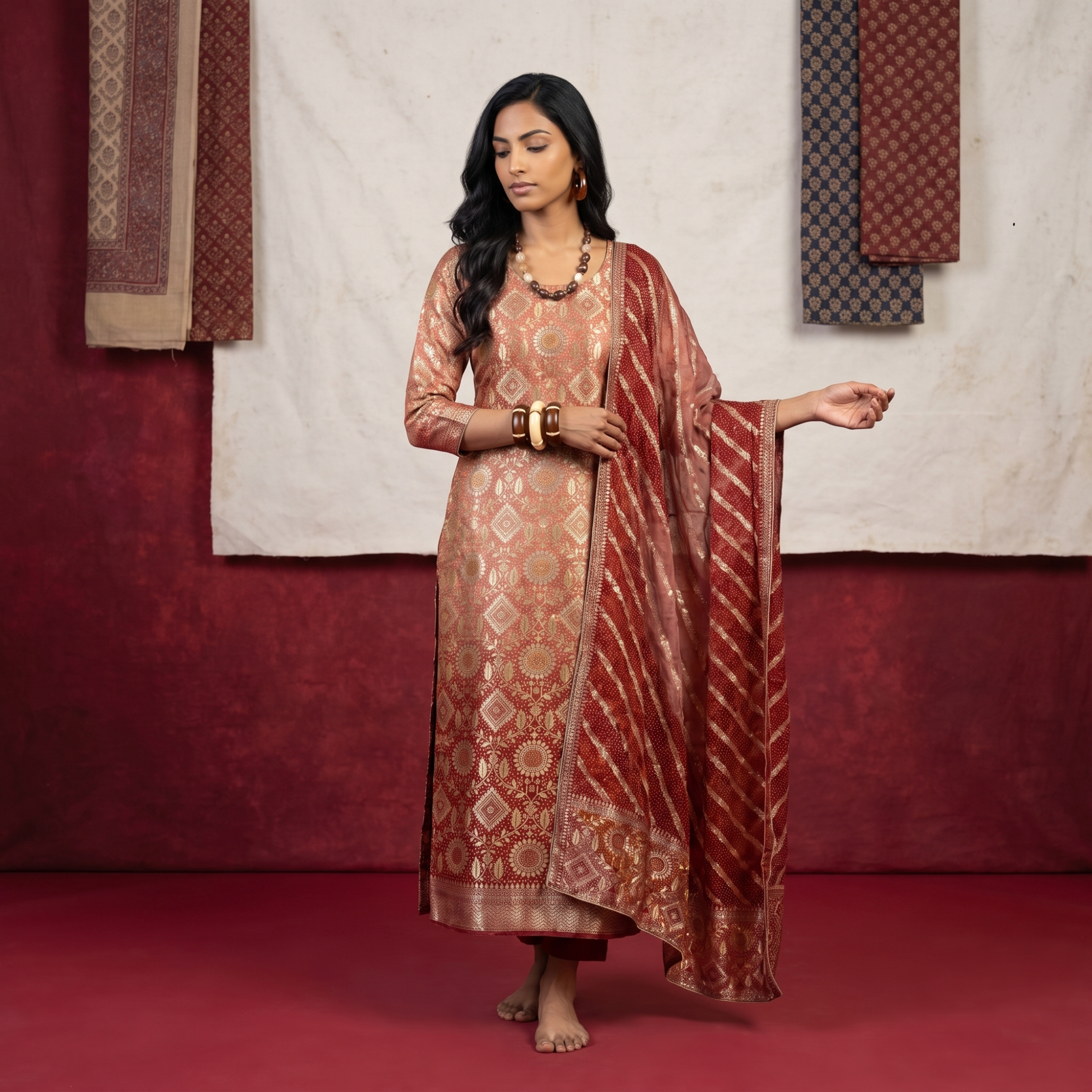 PURE ORGANZA BANARSI WEAVES UNSTITCHED SUIT
