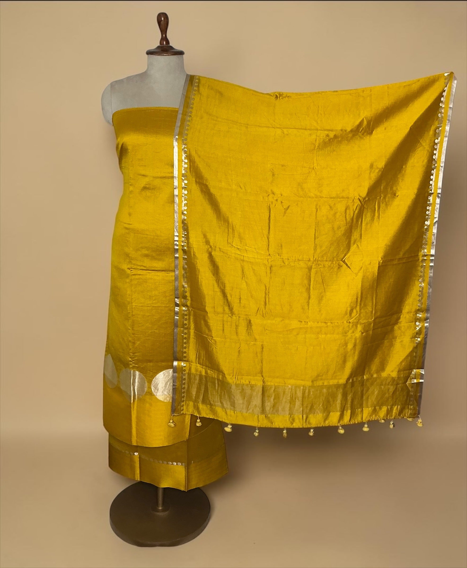 Pure chiniya silk unstitched suit with beautifull weaving dupatta - Mango1