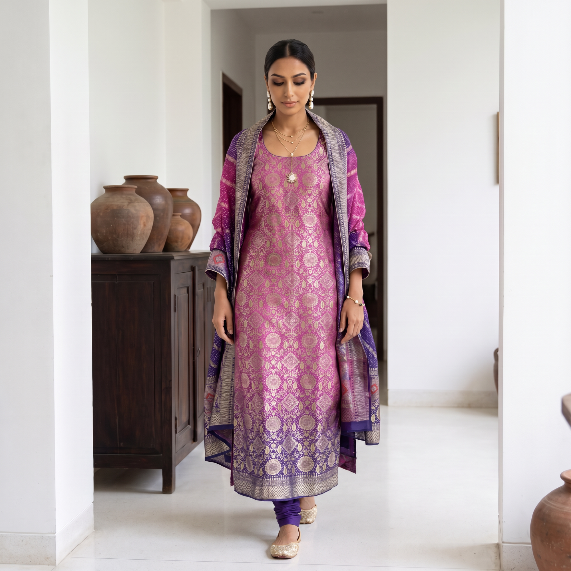 PURE ORGANZA BANARSI WEAVES UNSTITCHED SUIT