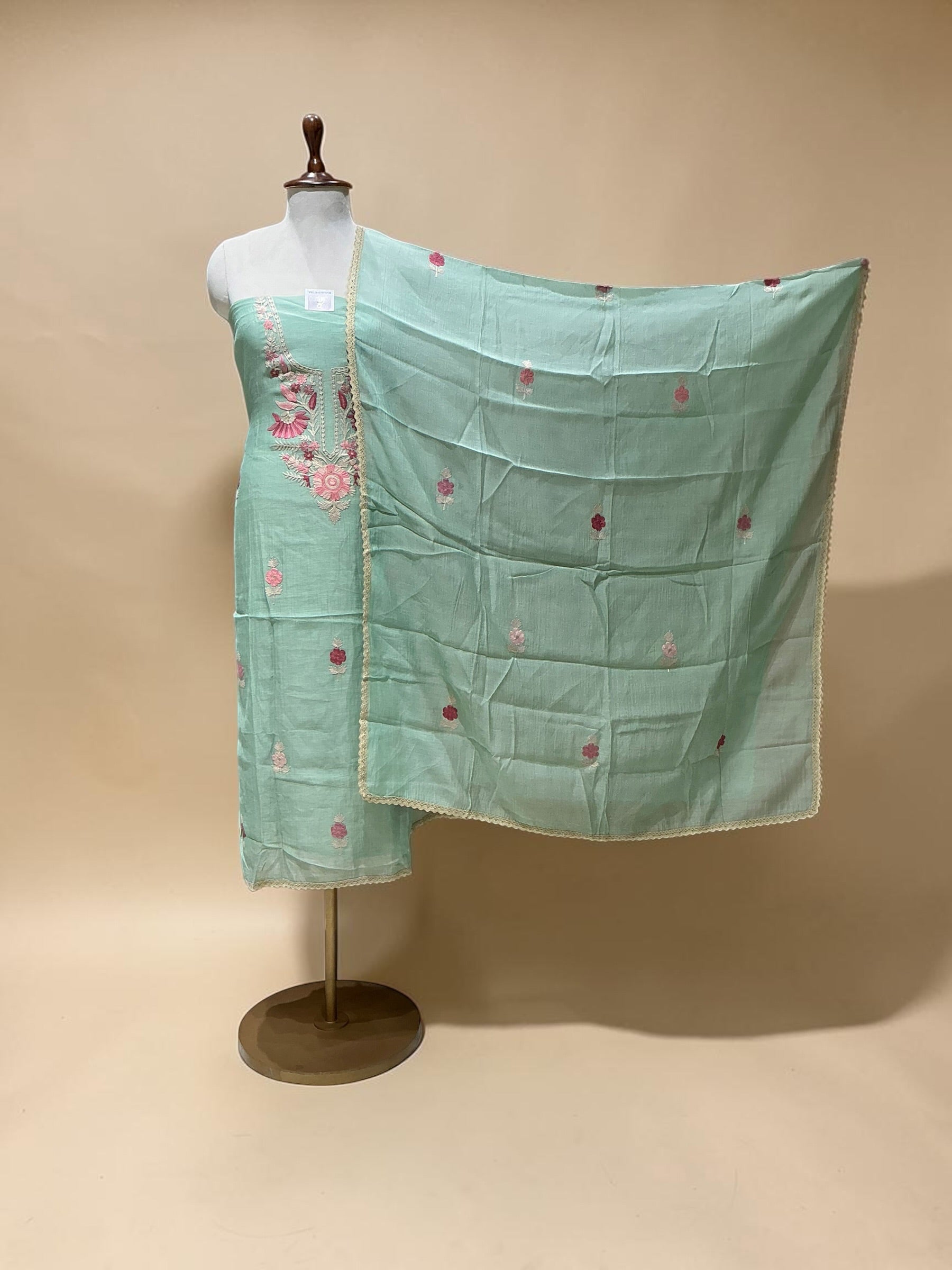 MUL CHANDERI WITH THREAD EMBROIDERY SUIT