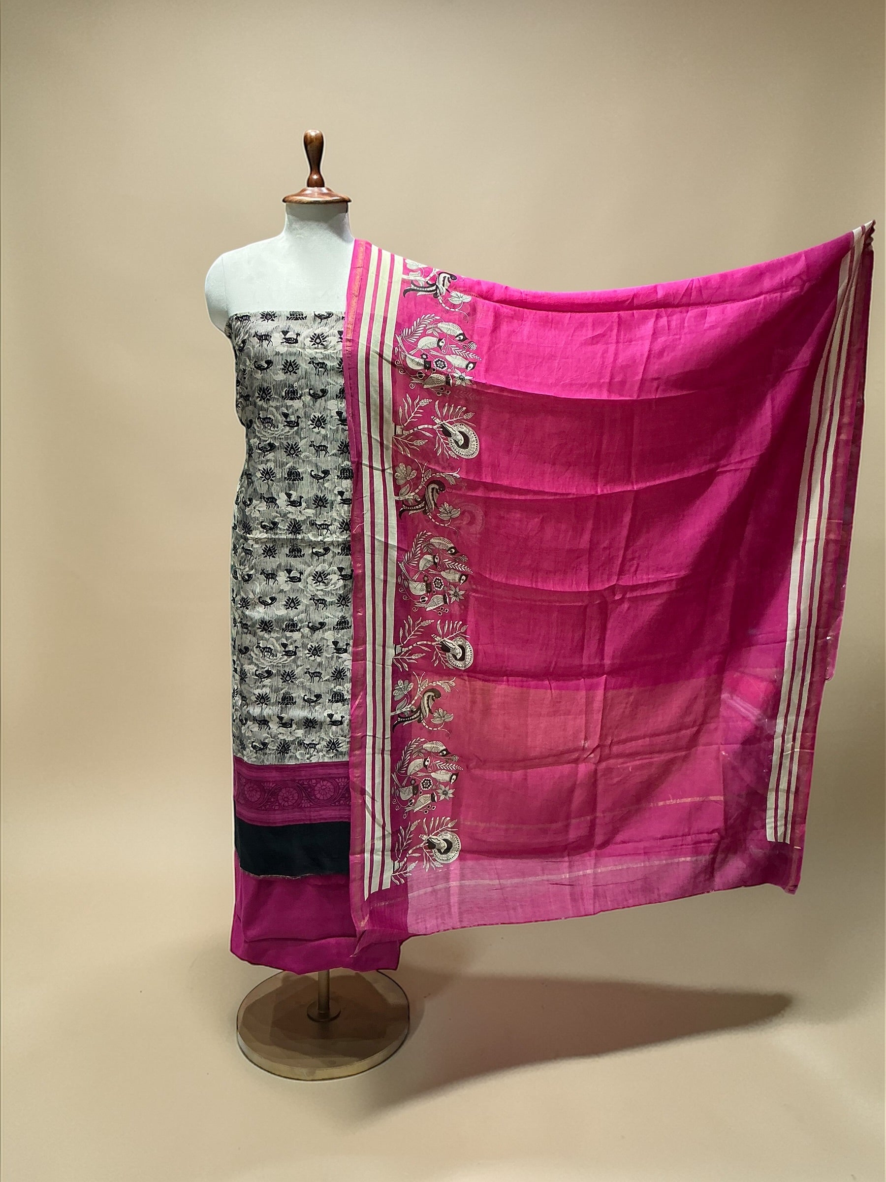 MAHESHWARI SILK SUIT WITH BEAUTIFUL PRINT