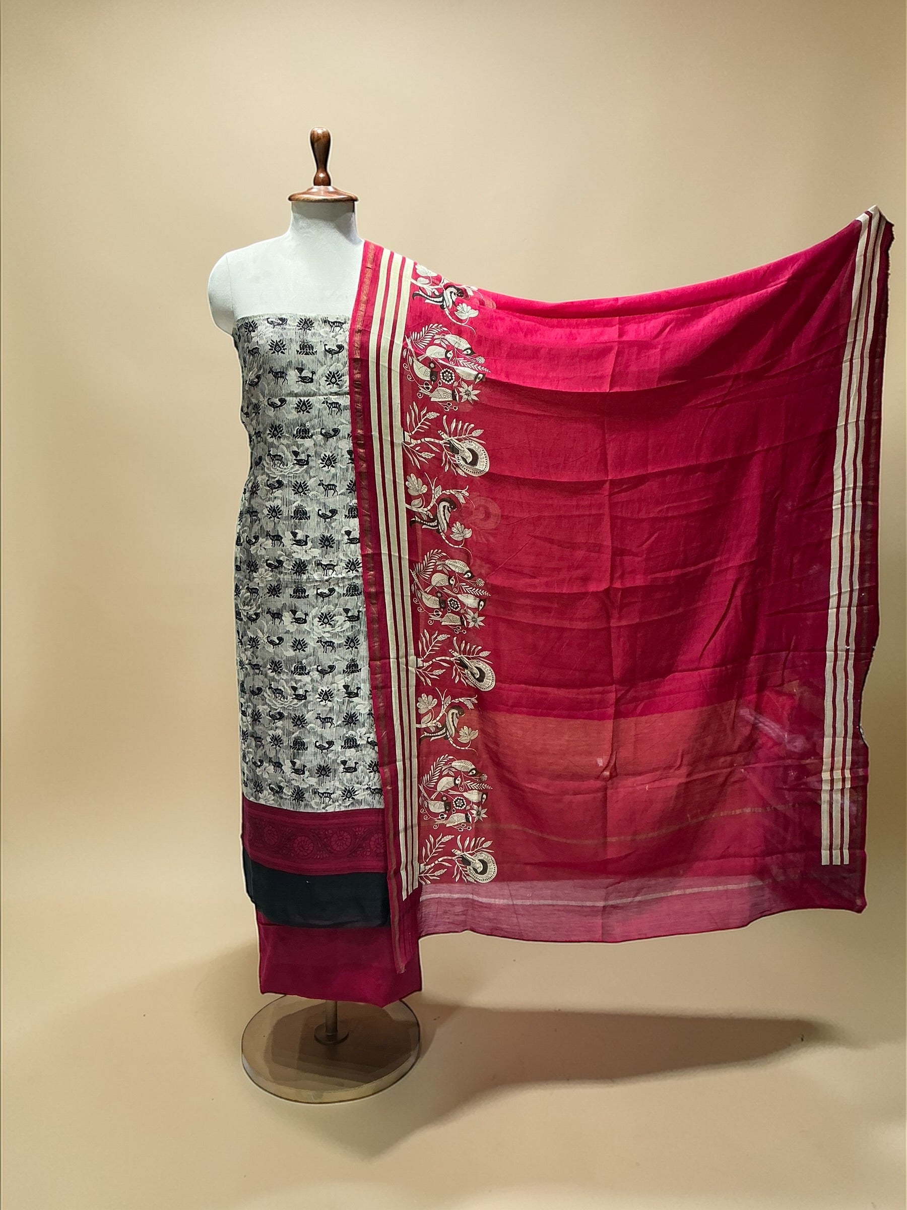 MAHESHWARI SILK SUIT WITH BEAUTIFUL PRINT