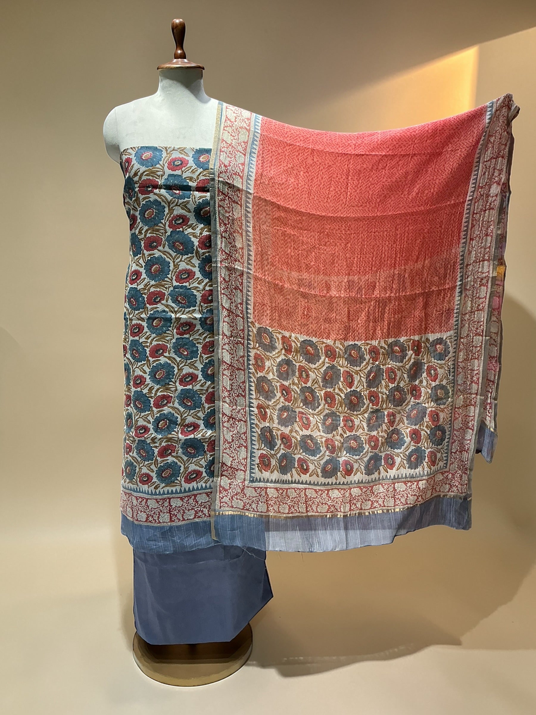 MUL CHANDERI SUIT IN BEAUTIFUL PRINTS