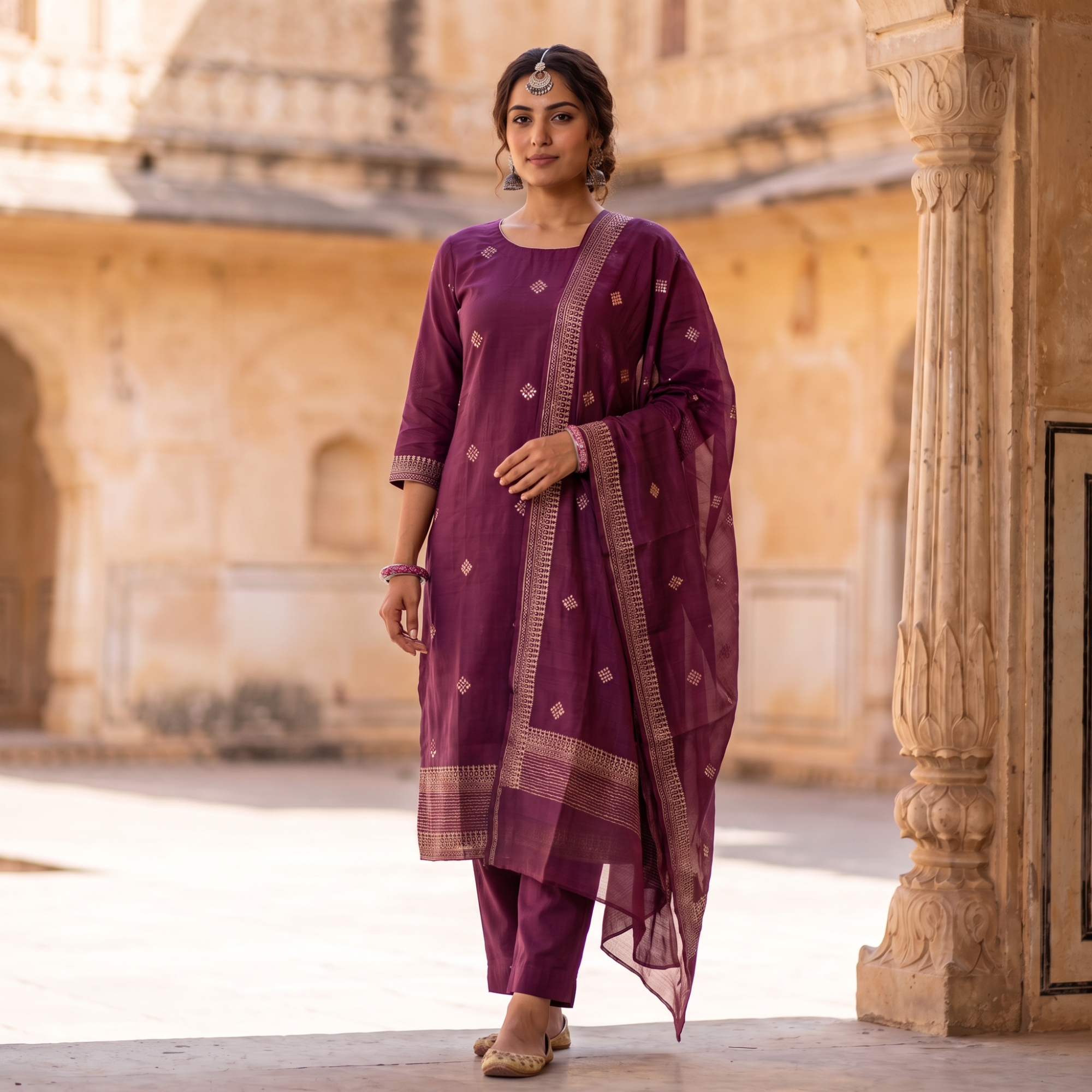 SOFT CHANDERI (UNSTITCHED SUIT)