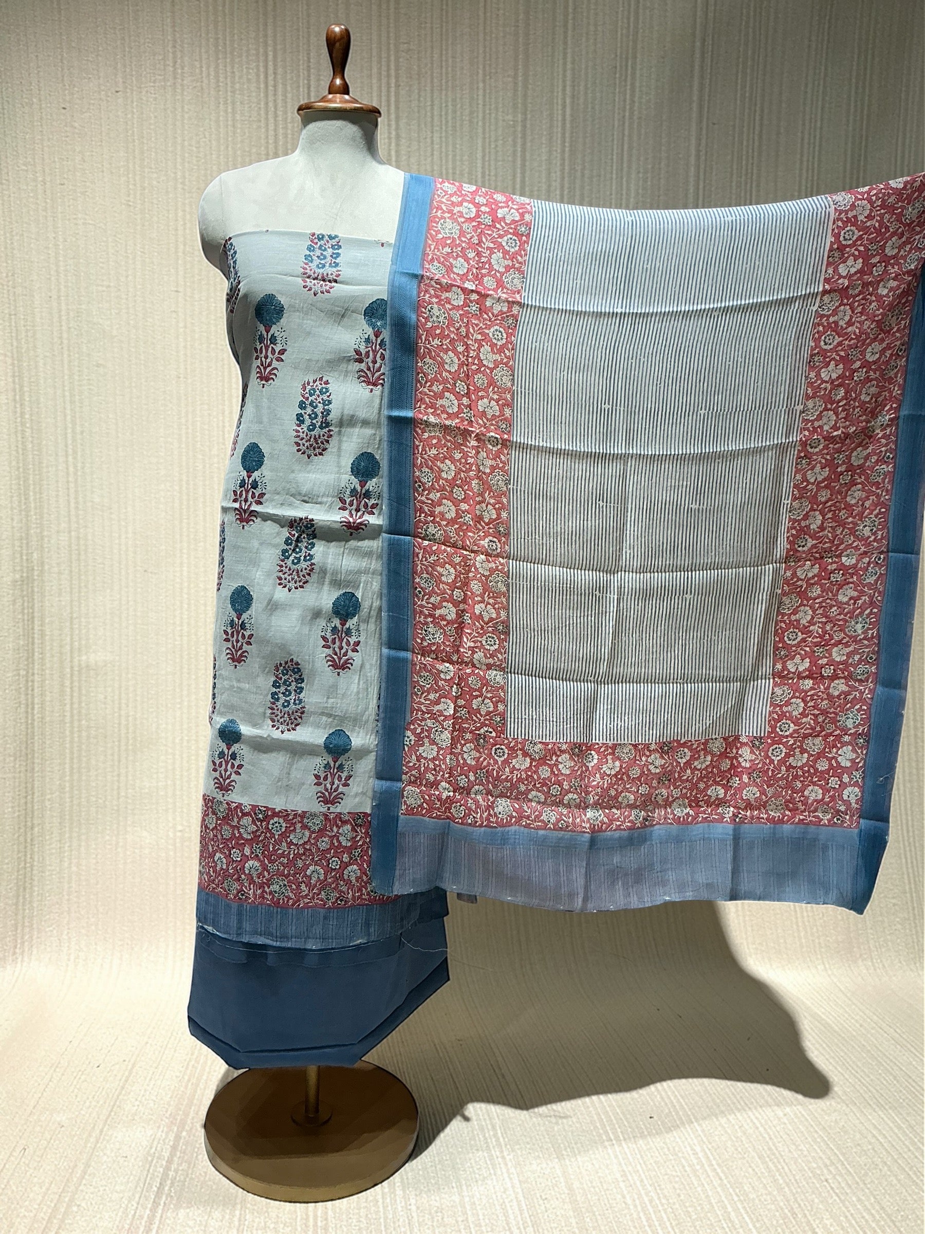 MUL CHANDERI SUIT IN BEAUTIFUL PRINTS