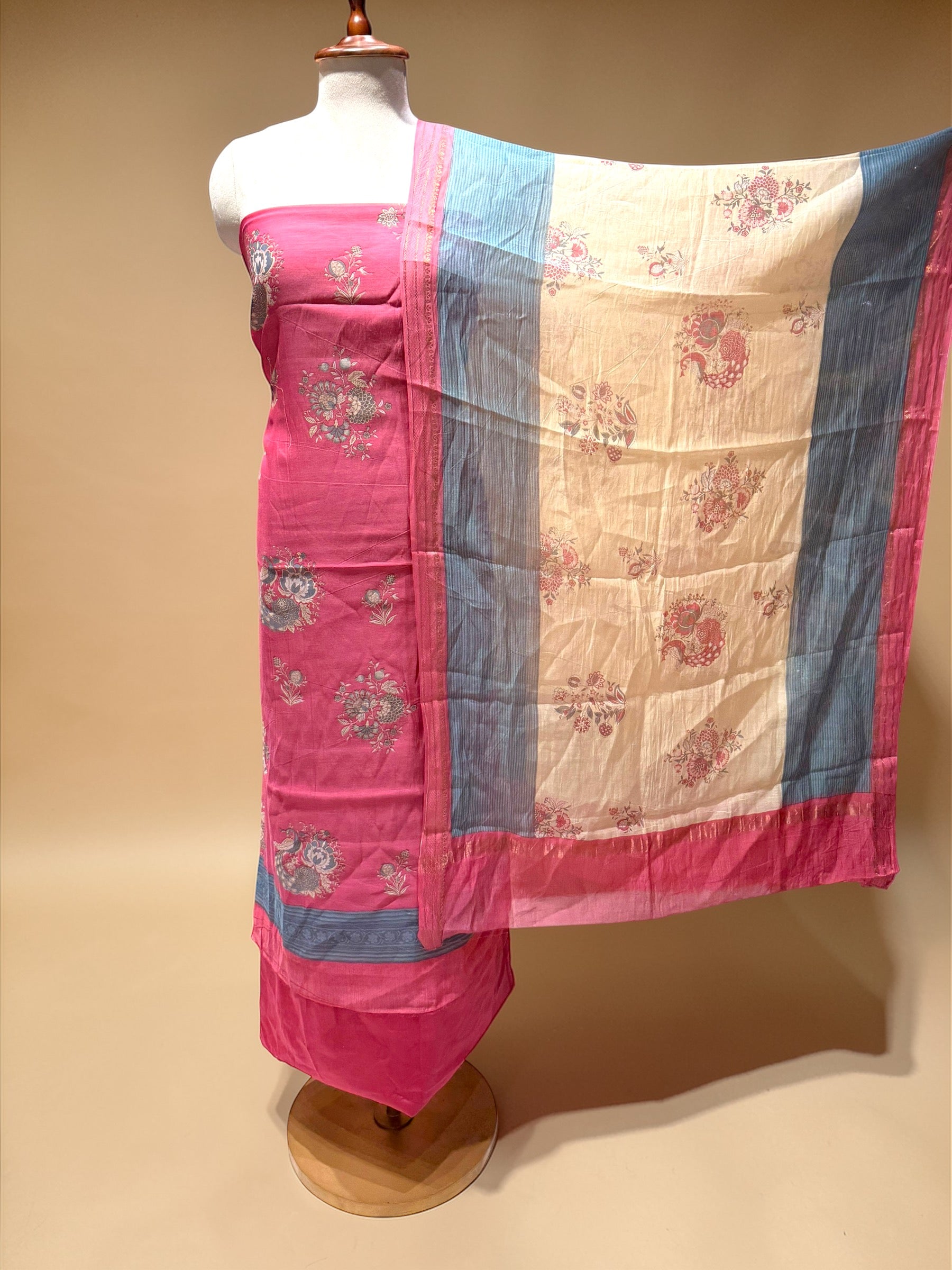 MUL CHANDERI SUIT IN BEAUTIFUL PRINTS