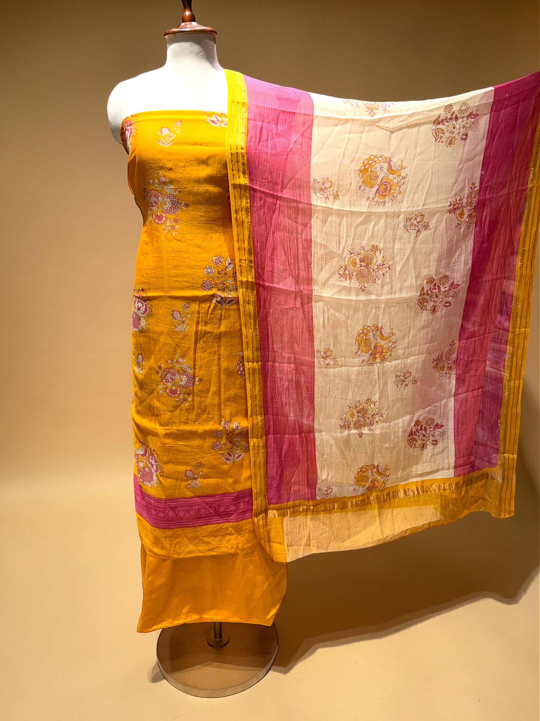 MUL CHANDERI SUIT IN BEAUTIFUL PRINTS