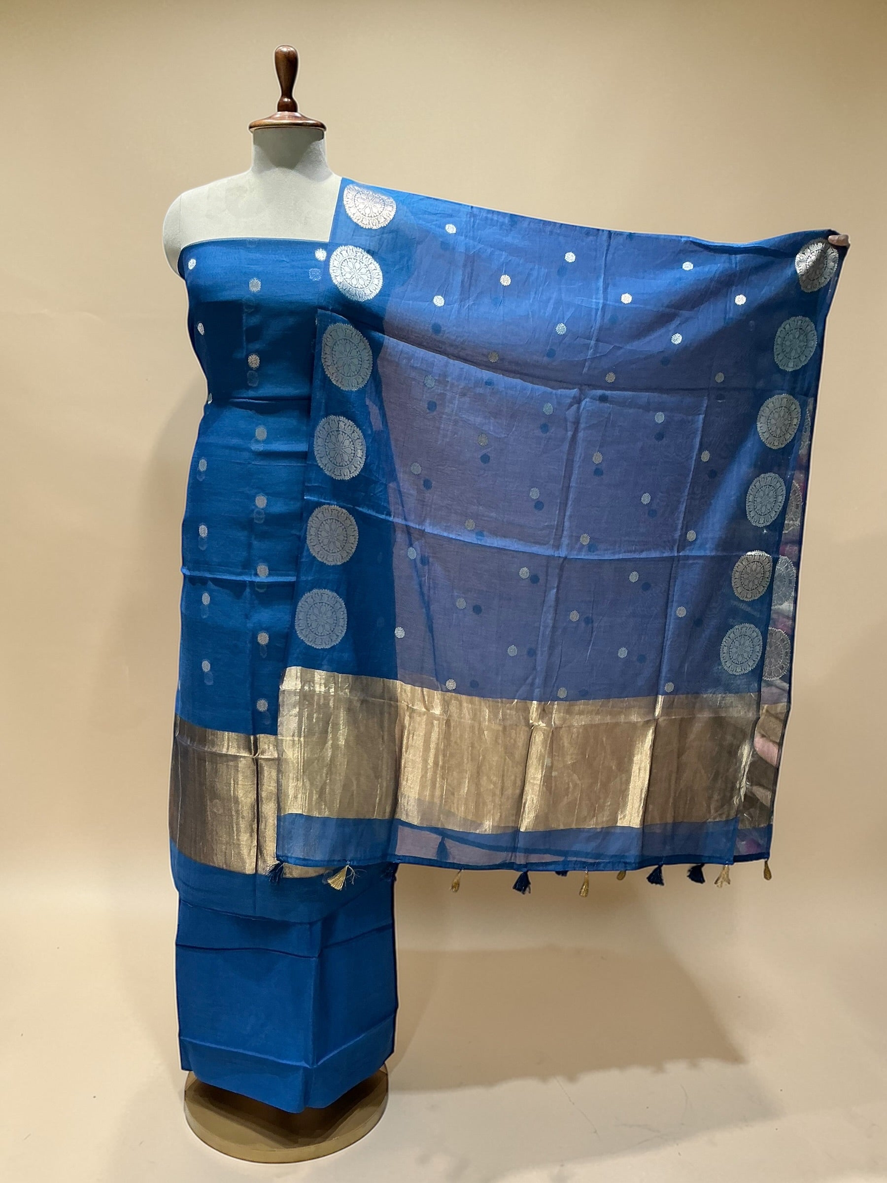 MUL CHANDERI SUIT WITH WEAVING BOOTI